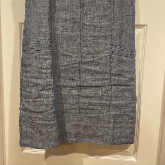 LOFT Chambray Linen Pocket Sheath Dress | Size 2 - Picture 5 of 12